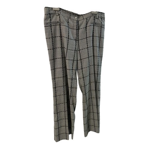 Pre-owned Versace Wool Straight Pants In Grey