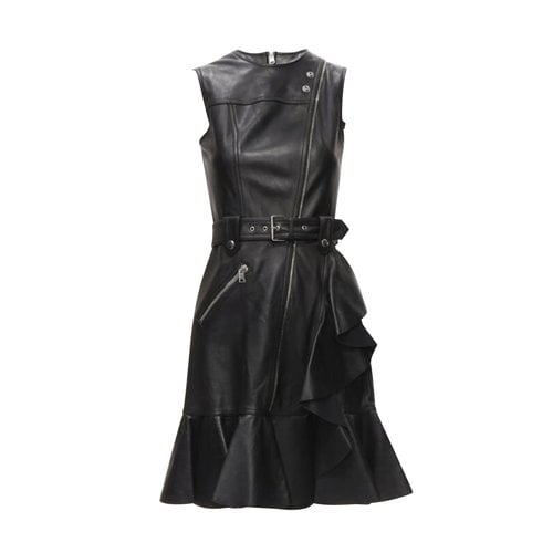 Pre-owned Alexander Mcqueen Leather Dress In Black
