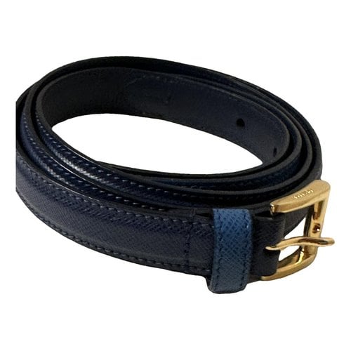 Pre-owned Prada Vegan Leather Belt In Blue