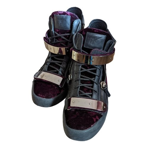 Pre-owned Giuseppe Zanotti Coby Leather High Trainers In Purple