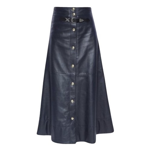 Pre-owned Sonia Rykiel Leather Skirt In Navy