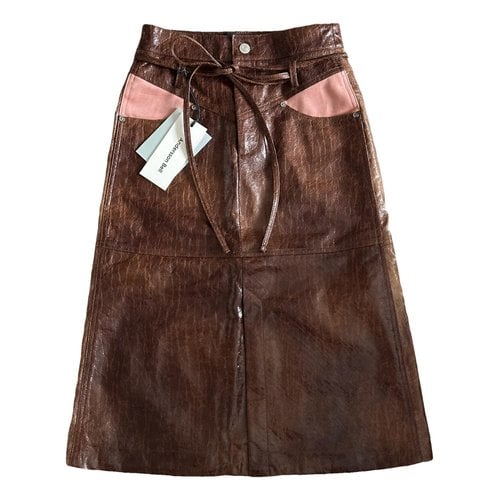 Pre-owned Andersson Bell Vegan Leather Mid-length Skirt In Brown