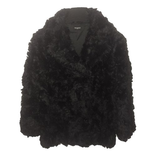 Pre-owned The Kooples Faux Fur Coat In Black