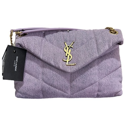 Pre-owned Saint Laurent Loulou Puffer Cloth Crossbody Bag In Purple