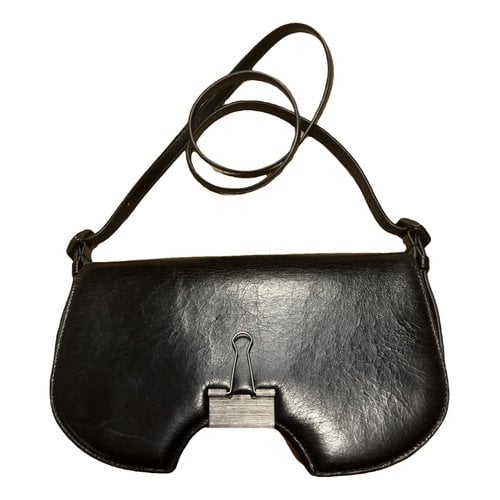 Pre-owned Off-white Leather Handbag In Black
