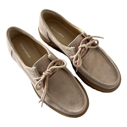 Pre-owned Reformation Flats In Beige