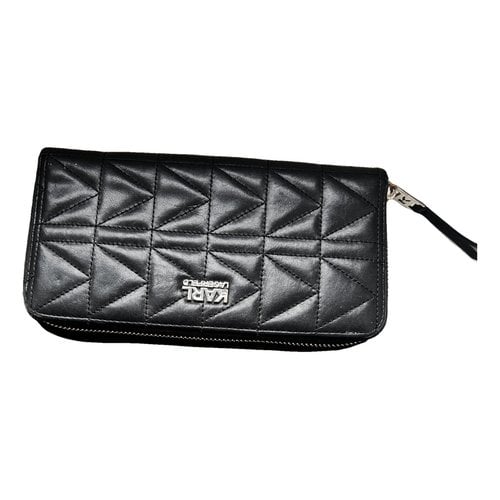 Pre-owned Karl Lagerfeld Leather Wallet In Black