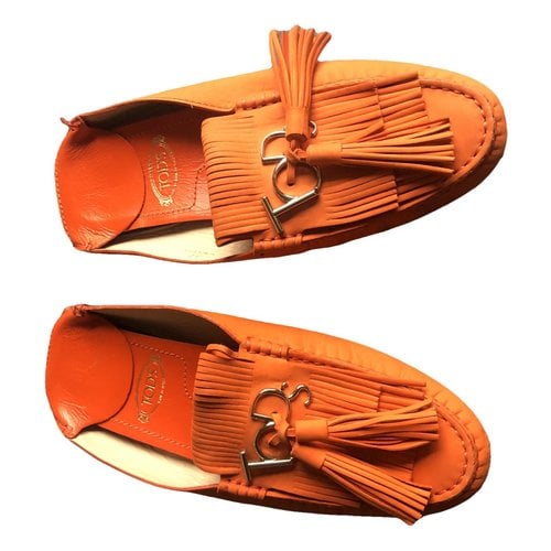 Pre-owned Tod's Leather Flats In Orange