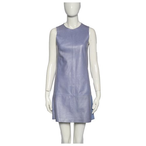 Pre-owned Balenciaga Leather Mini Dress In Blue