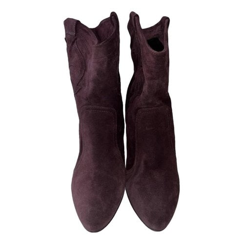 Pre-owned Ba&sh Ankle Boots In Burgundy