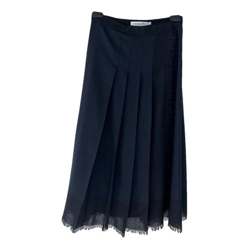 Pre-owned Dior Wool Maxi Skirt In Navy