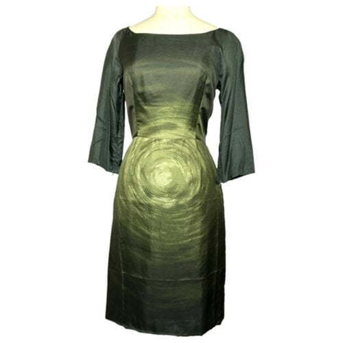 Pre-owned Prada Silk Mid-length Dress In Green