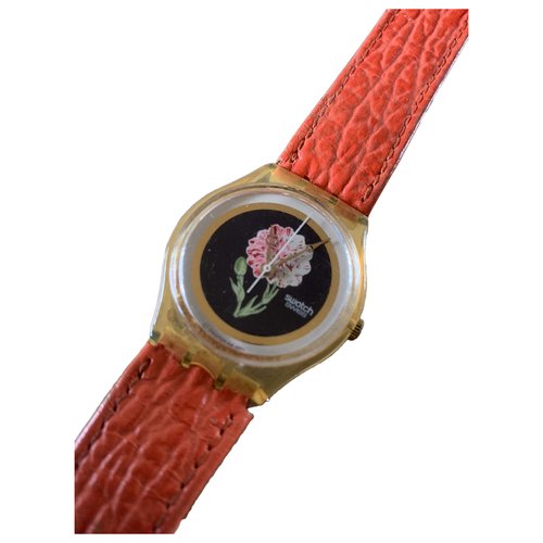 Pre-owned Swatch Watch In Orange