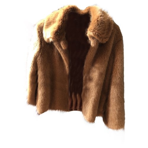 Pre-owned Margaux Lonnberg Faux Fur Coat In Camel