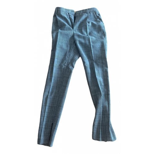 Pre-owned Saint Laurent Wool Carot Pants In Grey