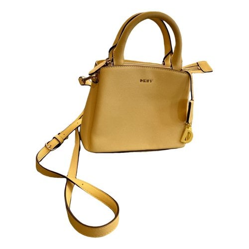 Pre-owned Dkny Leather Handbag In Yellow