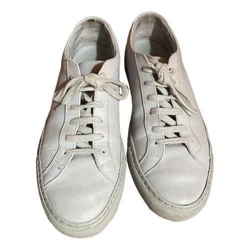 Pre-owned Common Projects Leather Trainers In Grey