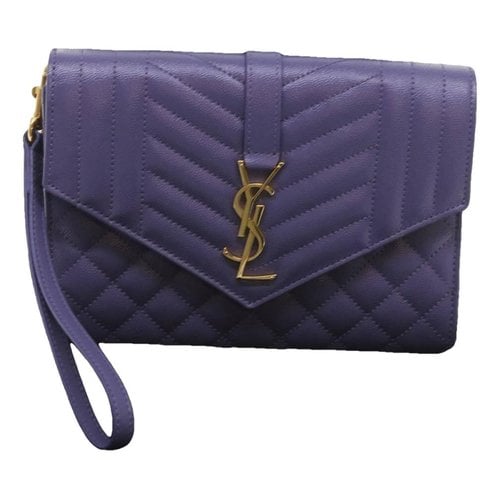 Pre-owned Saint Laurent Leather Crossbody Bag In Purple