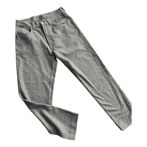 Pre-owned Versace Wool Trousers In Grey