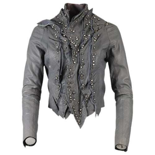 Pre-owned Givenchy Leather Jacket In Grey