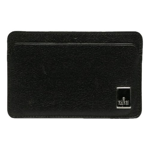 Pre-owned Gucci Leather Card Wallet In Black