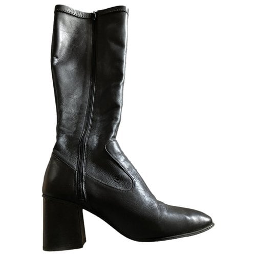 Pre-owned Whistles Leather Boots In Black