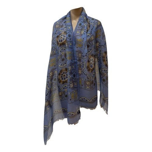 Pre-owned Drake's Linen Stole In Blue