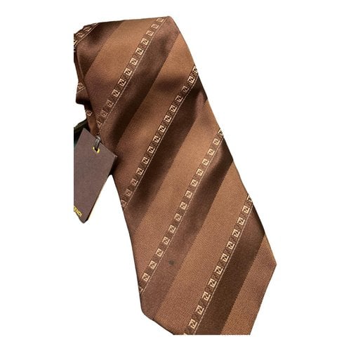 Pre-owned Fendi Silk Tie In Brown