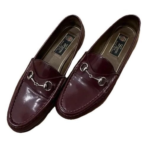 Pre-owned Gucci Patent Leather Flats In Burgundy