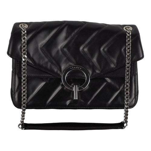 Pre-owned Sandro Yza Leather Handbag In Black