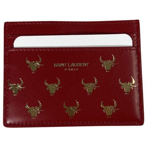 Pre-owned Saint Laurent Leather Card Wallet In Red