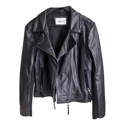 Pre-owned Modstrom Leather Biker Jacket In Black