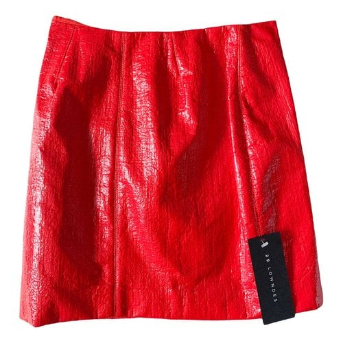 Pre-owned David Koma Patent Leather Mini Skirt In Red