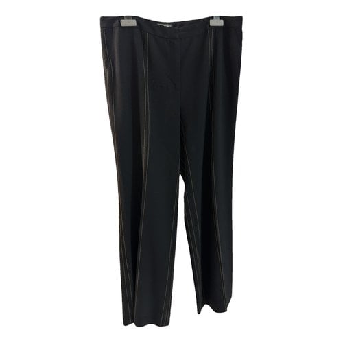 Pre-owned Versace Wool Straight Pants In Black