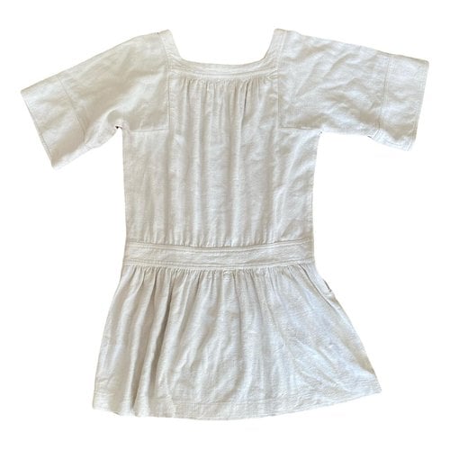 Pre-owned Vanessa Bruno Linen Mini Dress In Ecru