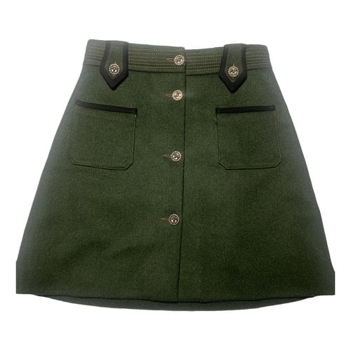 Pre-owned Miu Miu Wool Mid-length Skirt In Green