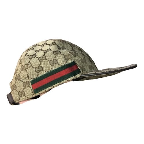 Pre-owned Gucci Leather Hat In Gold