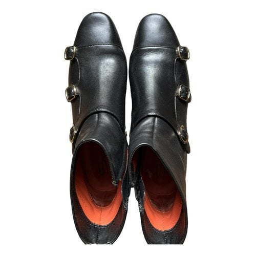 Pre-owned Santoni Leather Boots In Black