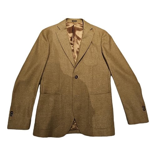 Pre-owned Massimo Dutti Wool Vest In Camel