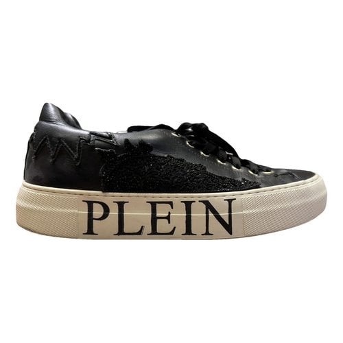 Pre-owned Philipp Plein Leather Trainers In Black