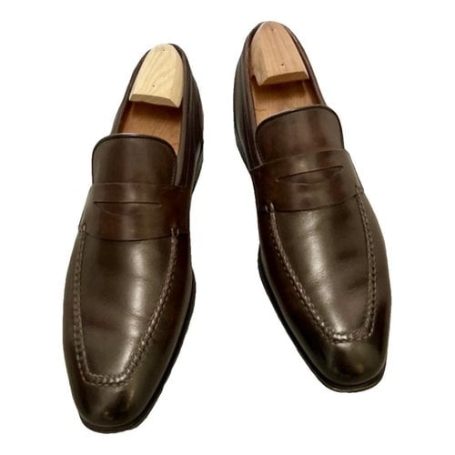 Pre-owned Santoni Leather Flats In Brown