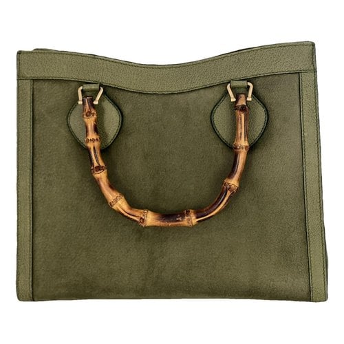 Pre-owned Gucci Diana Bamboo Leather Tote In Green