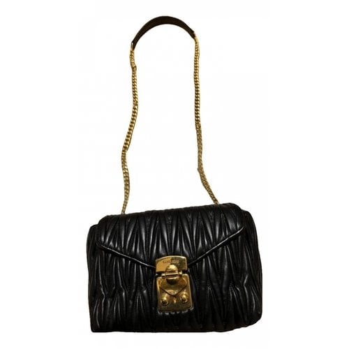 Pre-owned Miu Miu Matelassé Leather Clutch Bag In Black