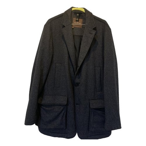 Pre-owned Moncler Classic Wool Coat In Anthracite