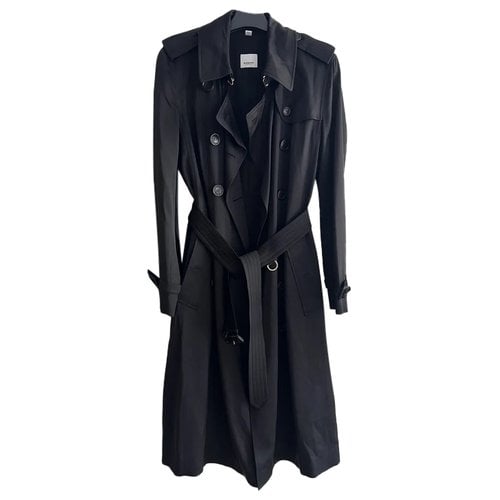 Pre-owned Burberry Silk Trench Coat In Black