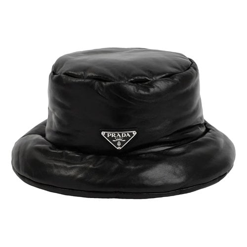 Pre-owned Prada Leather Hat In Black
