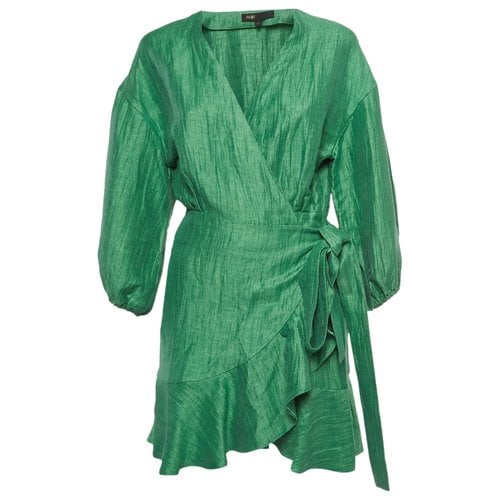 Pre-owned Maje Linen Dress In Green