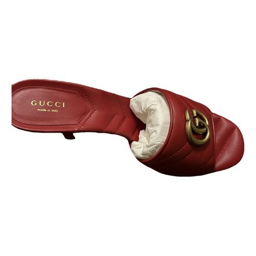 Pre-owned Gucci Leather Mules & Clogs In Red
