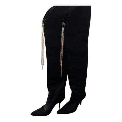 Pre-owned Magda Butrym Velvet Boots In Black