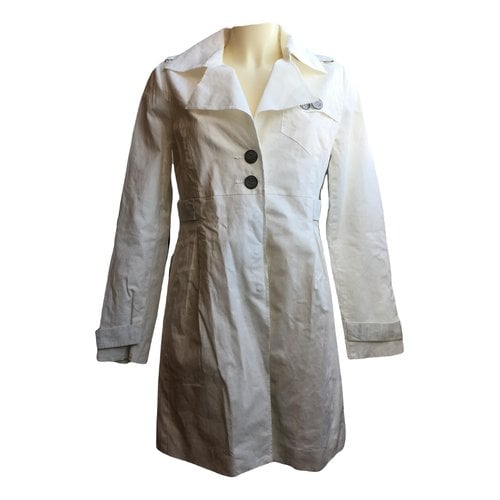 Pre-owned Ikks Linen Coat In White